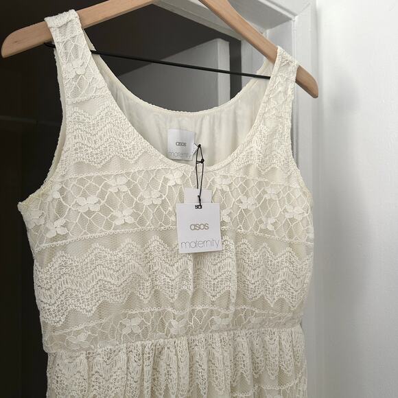 ASOS NWT Cream Floral Lace Midi / Maxi Dress – Size Maternity 10 - Picture 6 of 10
